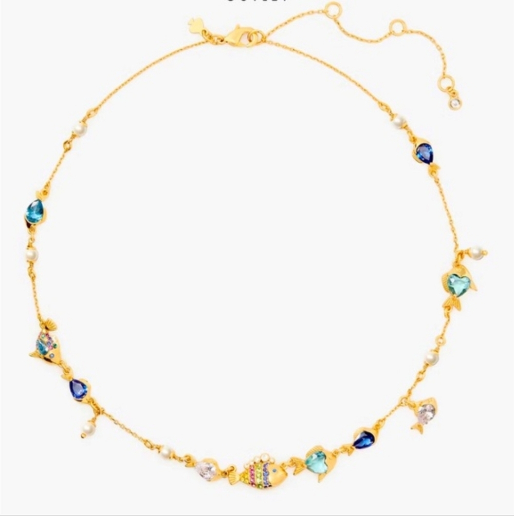 Kate Spade  What A Catch Scatter Crystal Fish Necklace